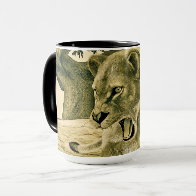 Hunting Lioness Mug (Front Left)