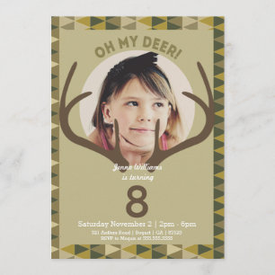 Hunting Modern Camo Deer Birthday Invitation