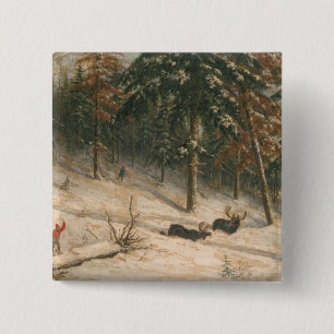 Hunting Moose 15 Cm Square Badge