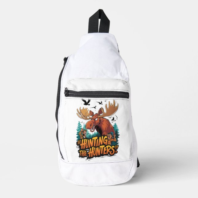 Hunting Moose Defends Against Hunters Sling Bag (Front)