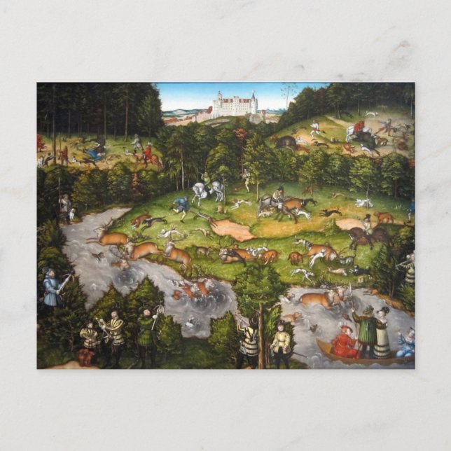 Hunting near Hartenfels Castle - Cranach the Elder Postcard (Front)