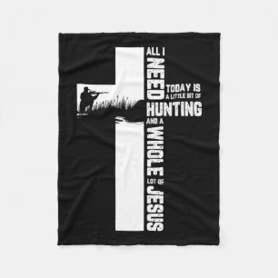 Hunting Oudoor Cross Jesus Christian Quote Cool Hu Fleece Blanket