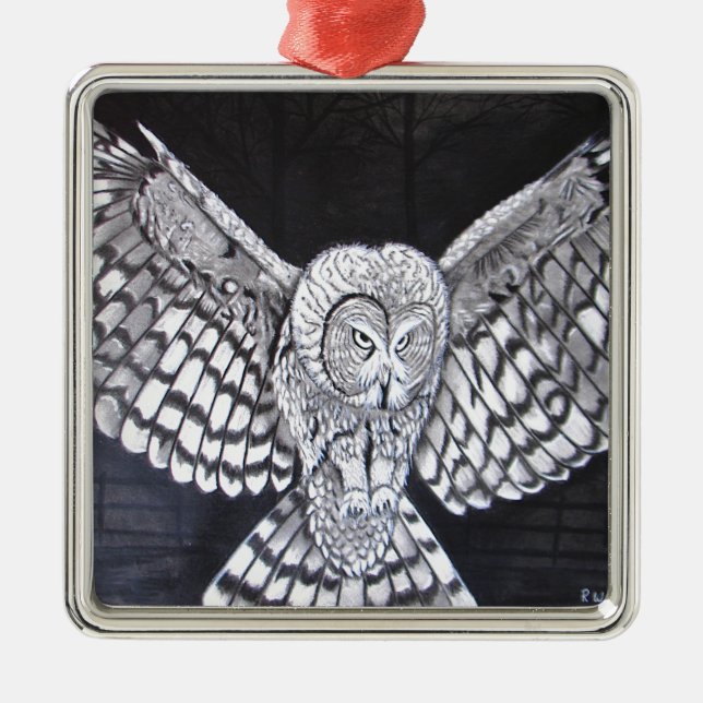 Hunting Owl Metal Tree Decoration (Front)
