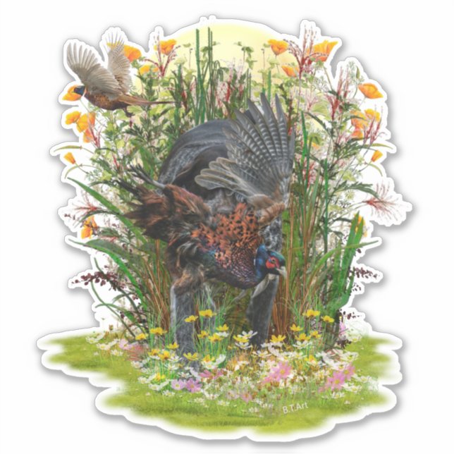 Hunting Pheasant Sticker (Front)