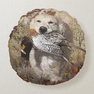Hunting pheasant ,  tapestry poster acrylic print  round cushion