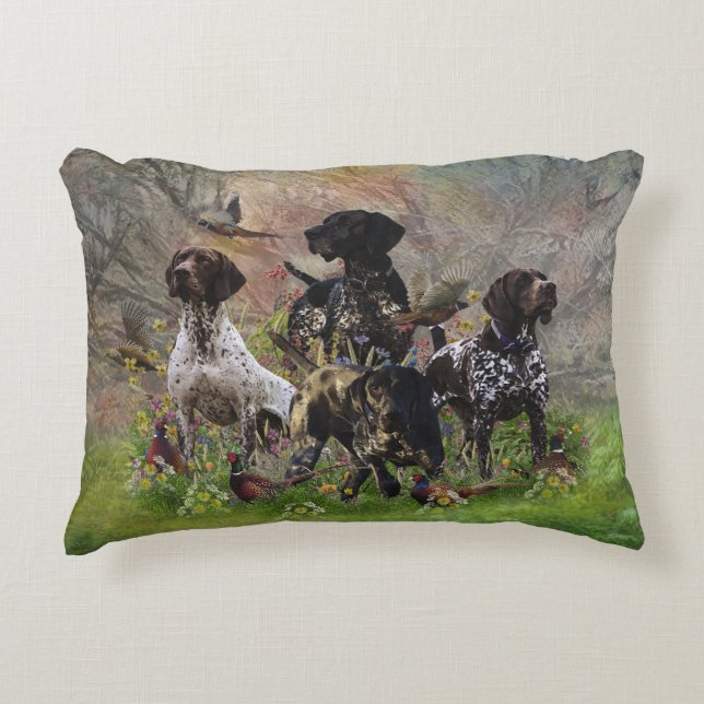 Hunting pheasant  with GSP  Decorative Cushion (Front)