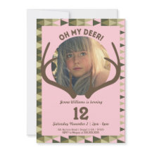 Hunting Pink Camo Girl's Antlers Birthday