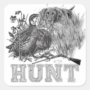 Hunting  quail with hunting dog    square sticker