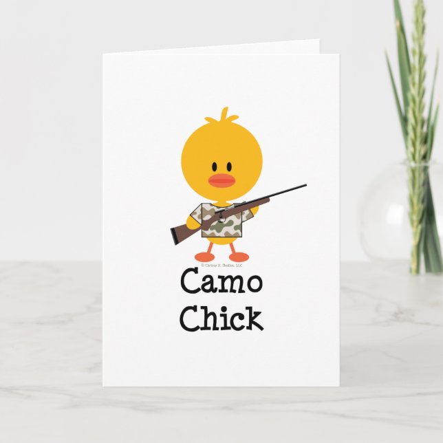 Hunting Rifle Camo Chick Greeting Card (Front)