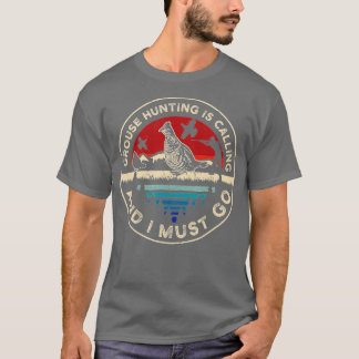Hunting Ruffed Grouse bird- Retro funny phone call T-Shirt