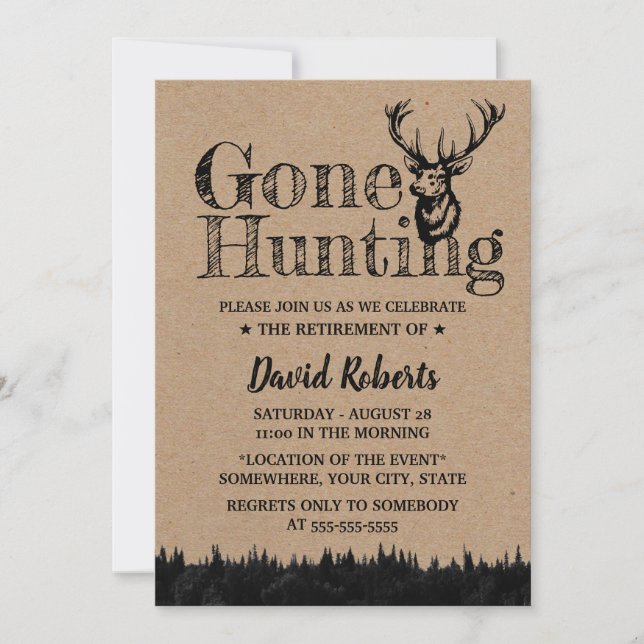 Hunting Rustic Kraft Retirement Party Invitation (Front)