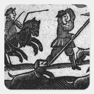 Hunting Scene, 'A Book of Roxburghe Ballads' Square Sticker
