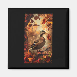 Hunting Scene Mallard Duck Autumn Wildlife Nature  Magnet