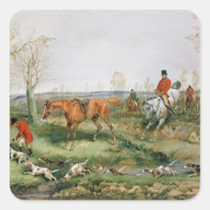 Hunting Scene Square Sticker