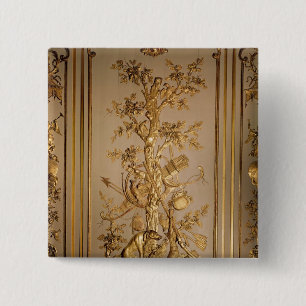 Hunting scene, wood panelling  from dining 15 cm square badge