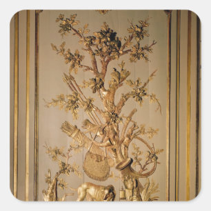 Hunting scene, wood panelling from dining room square sticker