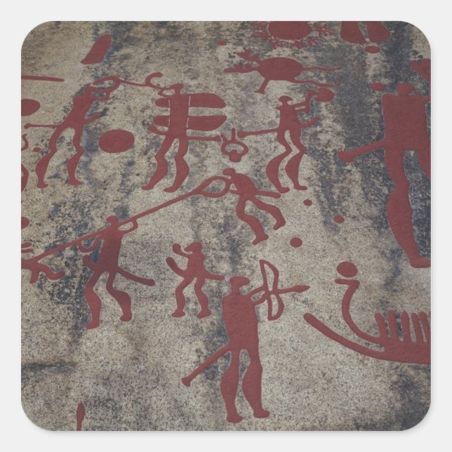 Hunting scenes square sticker (Front)