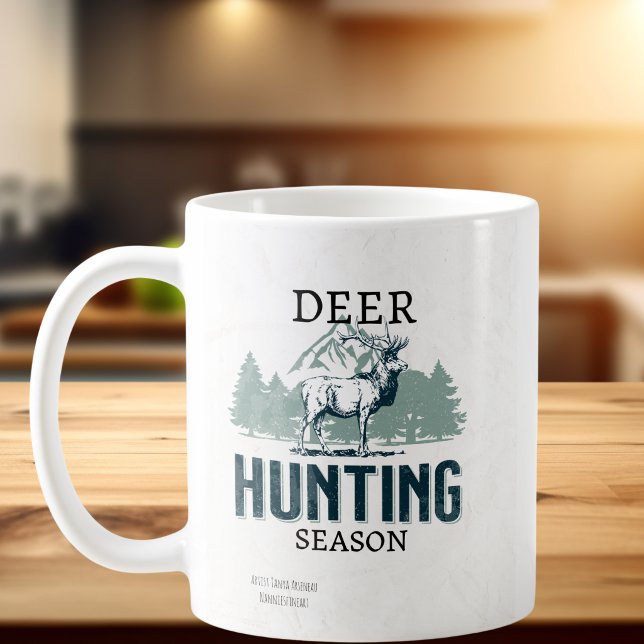 Hunting Season Deer Gray Coffee Mug (Cottage Mug)