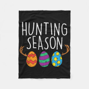 Hunting Season Eggs Deer Funny Easter Day Egg Hunt Fleece Blanket