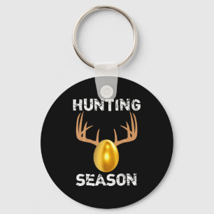 Hunting Season Funny Antlers Golden Easter Egg T S Key Ring