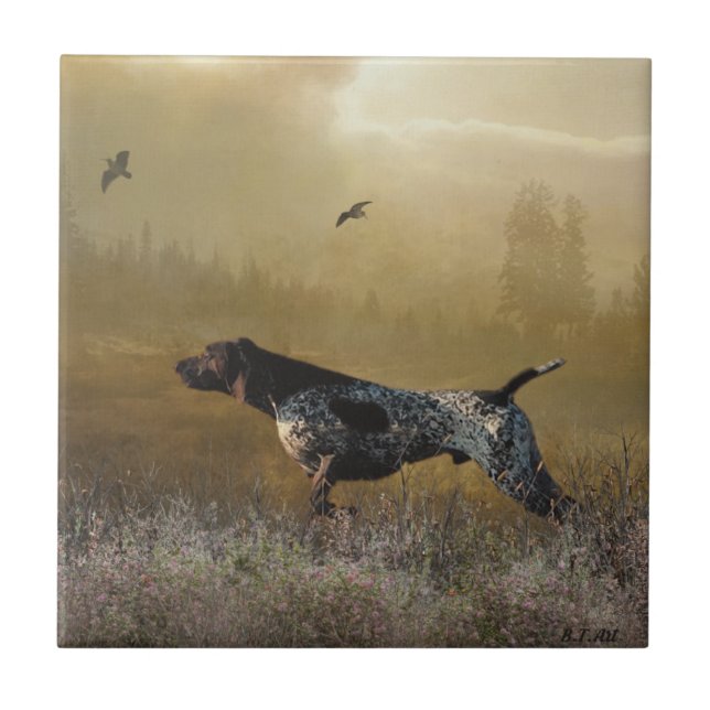 Hunting season , German shorthaired pointer Tapest Tile (Front)