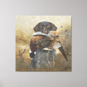 Hunting season , German Wirehaired Pointer  Tapest Canvas Print