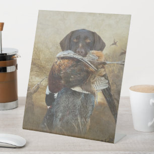Hunting season , German Wirehaired Pointer Tapest Pedestal Sign