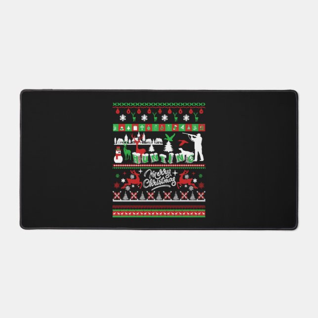 Hunting Shirts - Hunting Christmas Shirt Desk Mat (Front)