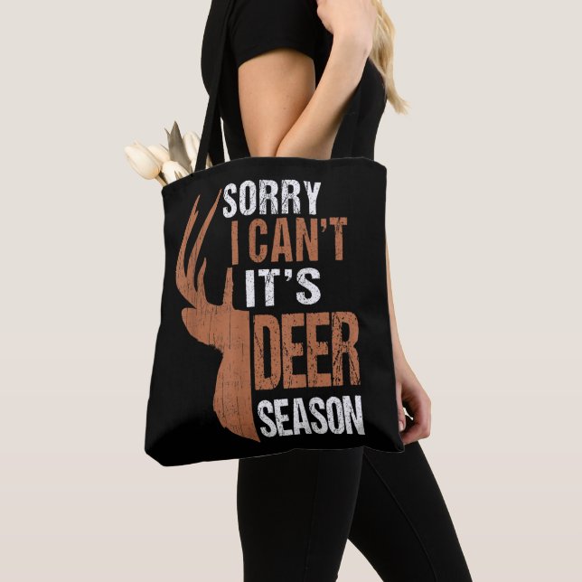 Hunting Sorry Its Deer Season Funny Hunter Dad Vin Tote Bag (Close Up)
