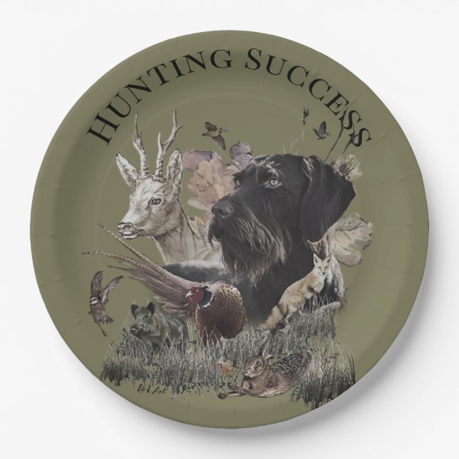 Hunting Success,Deutsch Drahthaar  Paper Plate (Front)