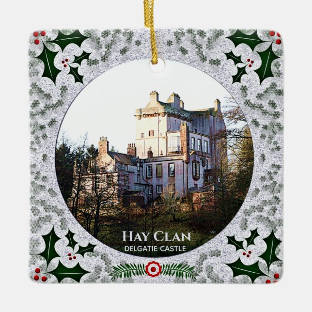 Hunting Tartan Scottish Hay Clan Castle Xmas Ceramic Ornament (Front)