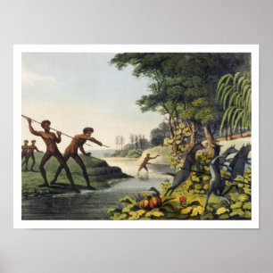 Hunting the Kangaroo, aborigines in New South Wale Poster