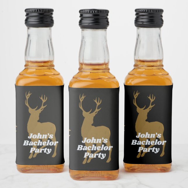 Hunting Theme Deer Antlers Bachelor Party Liquor Bottle Label (Bottles)