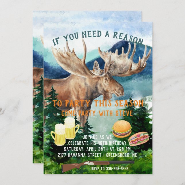 Hunting Themed Party Invitation (Front/Back)