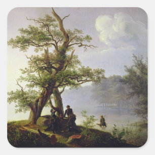 Hunting Waterfowl, 1828 Square Sticker