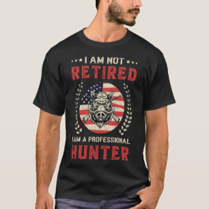 Hunting Wild Boar American Flag Hunter Retro  T-Shirt