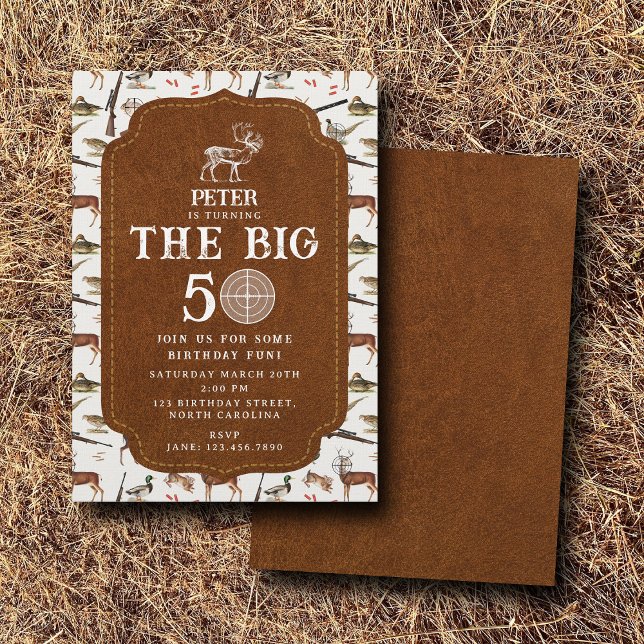 Hunting Wildlife Outdoorsman Adult Birthday Party Invitation (Hunting Wildlife Outdoorsman Adult Birthday Party Invitation)