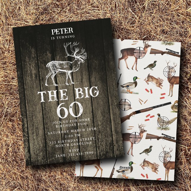 Hunting Wildlife Outdoorsman Adult Birthday Party Invitation (Hunting Wildlife Outdoorsman Adult Birthday Party Invitation)