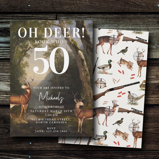 Hunting Wildlife Outdoorsman Adult Birthday Party Invitation (Hunting Wildlife Outdoorsman Adult Birthday Party Invitation)
