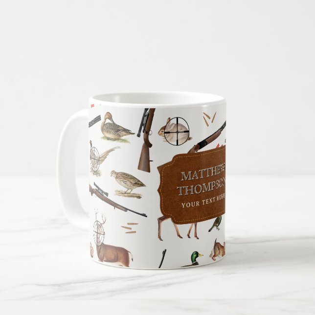 Hunting Wildlife Outdoorsman Pattern Coffee Mug (Front Left)