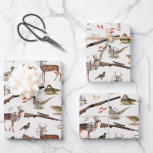 Hunting Wildlife Outdoorsman Pattern Wrapping Paper Sheet