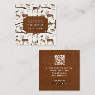 Hunting Wildlife Outdoorsman QR Code Social Media Square Business Card