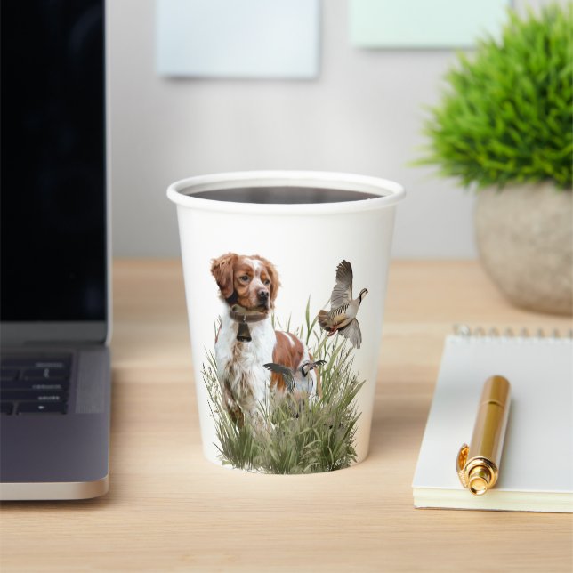 Hunting with a Brittany dog, Art  Paper Cups (Insitu)