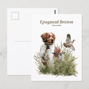 Hunting with a Brittany dog, Art Postcard