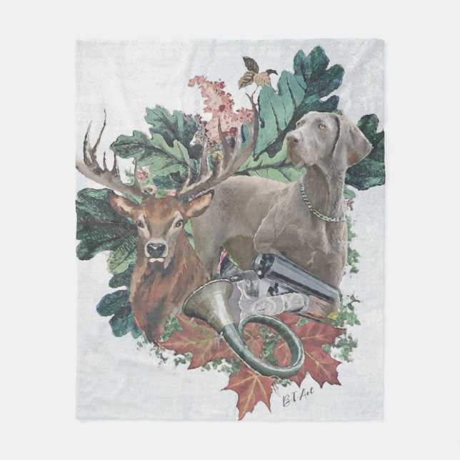 Hunting with a Weimaraner, "Grey Ghost"    Fleece Blanket (Front)