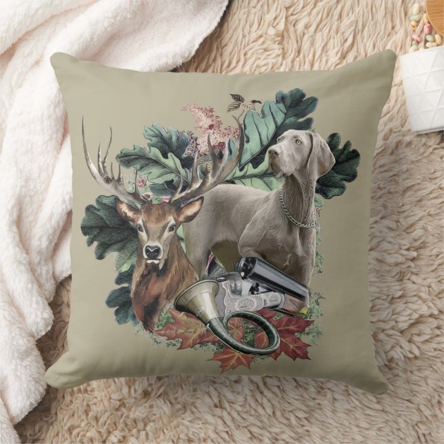 Hunting with a Weimaraner, "Grey Ghost" Throw Pill Cushion (Blanket)