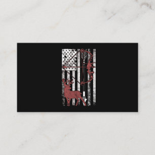 Hunting with American Flag Bow Hunting Business Card