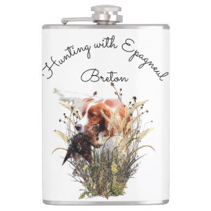 Hunting with Epagneul Breton  Hip Flask