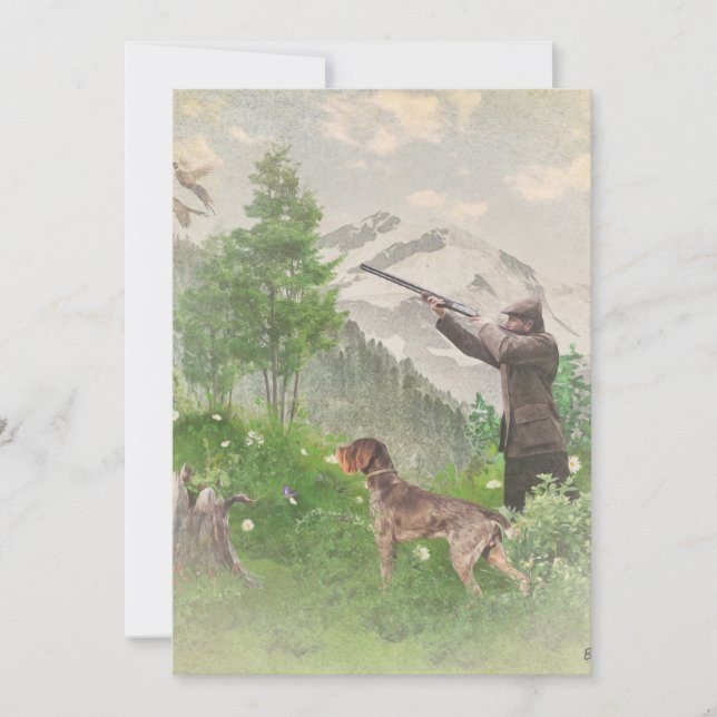 Hunting with German Wirehaired Pointer  Invitation (Front)