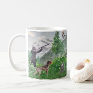 Hunting with German Wirehaired Pointer  Tapestry P Coffee Mug